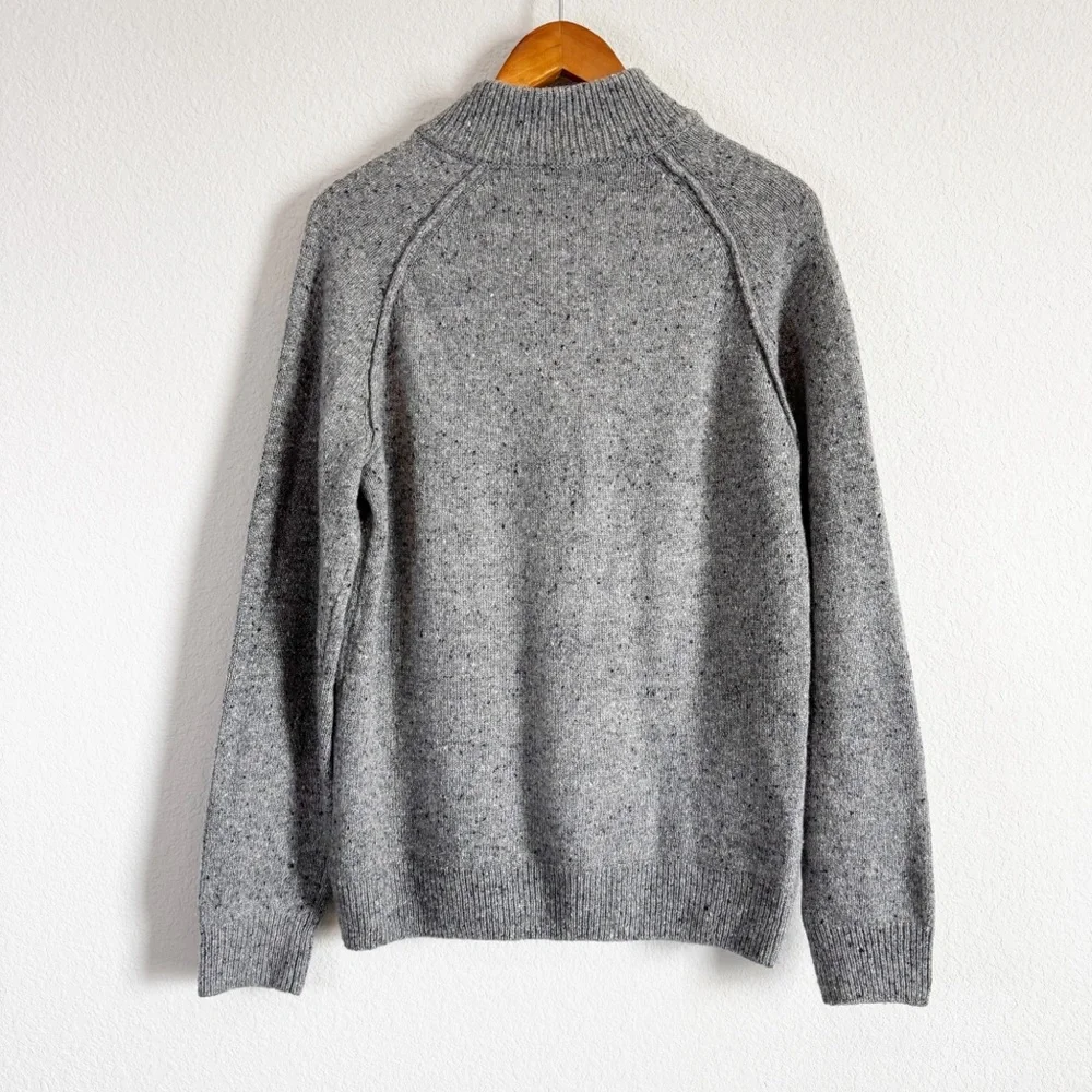 Rails Men's Gray Melange Wool Silk Blend Harding Henley Mockneck Sweater Size M